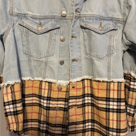 HighwayJean Two-Tone Denim and Plaid Jacket size small NWT - Picture 7 of 8